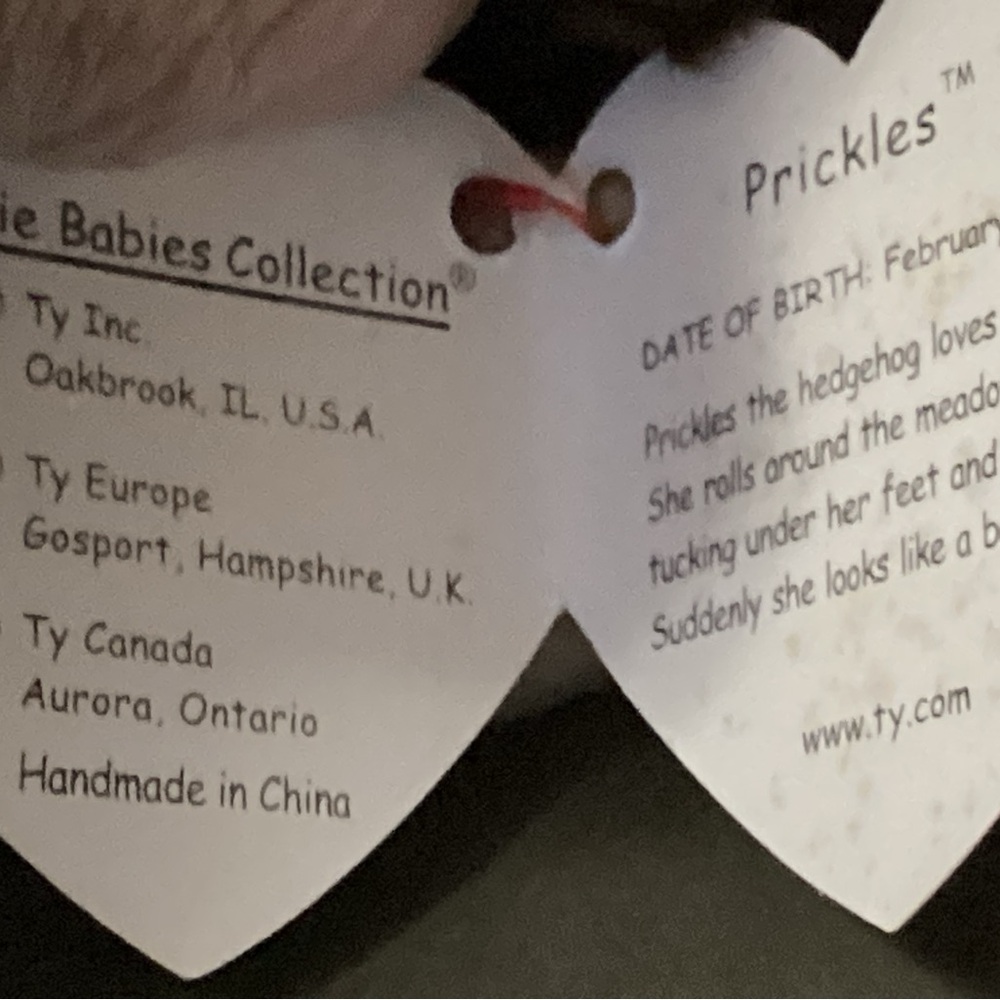 Ty Beanie Babies Hedgehog Set with tags  - Cream, Brown, Pink Collection - Picture 3 of 8